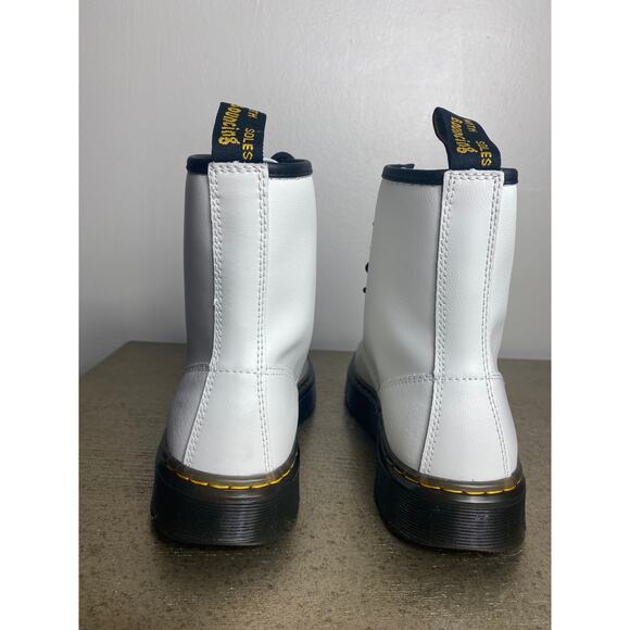 NEW DR MARTENS BOOTS WOMENS FAIRY GRUNGE EDGY WHITE LEATHER COMBAT BLACK ZAVALA - Picture 8 of 10